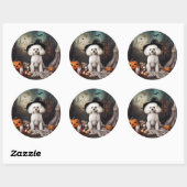 Bichon Frise pompoenen Halloween Scary Ronde Sticker (Vel)