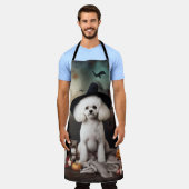 Bichon Frise pompoenen Halloween Scary Schort (Gedragen)