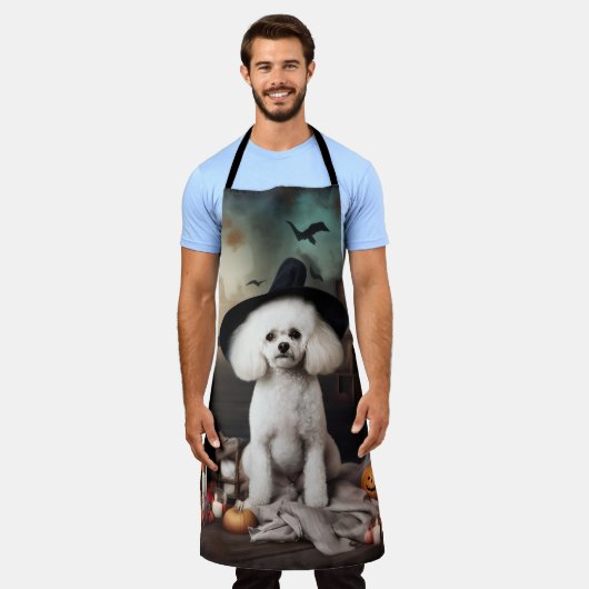 Bichon Frise pompoenen Halloween Scary Schort (Gedragen)