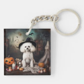 Bichon Frise pompoenen Halloween Scary Sleutelhanger (Achterkant)