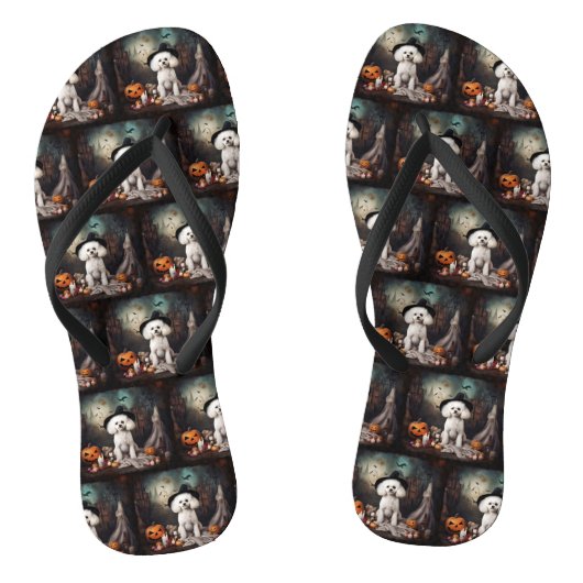 Bichon Frise pompoenen Halloween Scary Teenslippers (Voetbed)