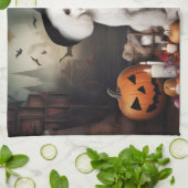 Bichon Frise pompoenen Halloween Scary Theedoek (Gevouwen)