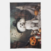 Bichon Frise pompoenen Halloween Scary Theedoek (Verticaal)
