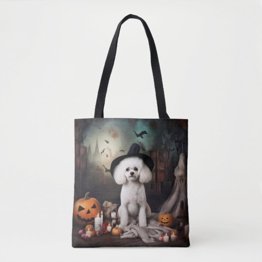 Bichon Frise pompoenen Halloween Scary Tote Bag (Voorkant)