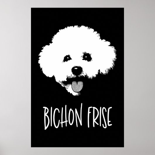 Bichon Frise Pop Art Minimalist Chic Black & White Poster (Voorkant)