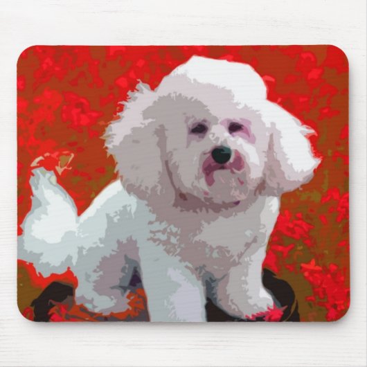 Bichon Frise Pop Art Mousepad Muismat (Voorkant)