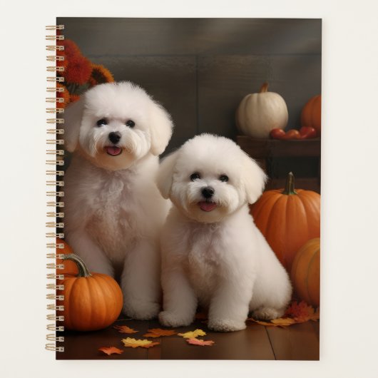 Bichon Frise Pup Autumn Delight Pompoen Planner (Voorkant)