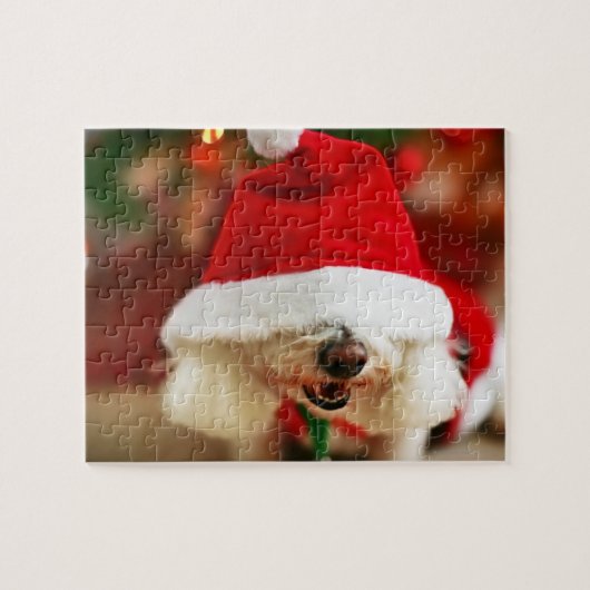 Bichon Frise pupil met kerstkleed Legpuzzel (Horizontaal)