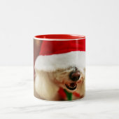 Bichon Frise pupil met kerstkleed Tweekleurige Koffiemok (Center)