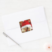 Bichon Frise puppy dragen Santa kostuum Vierkante Sticker (Envelop)