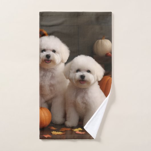 Bichon Frise Puppy Herfst Delight Pompoen Bad Handdoek (Handdoek)