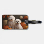Bichon Frise Puppy Herfst Delight Pompoen Bagagelabel (Achterkant horizontaal)