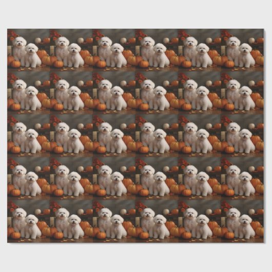Bichon Frise Puppy Herfst Delight Pompoen Cadeaupapier (Vlak)