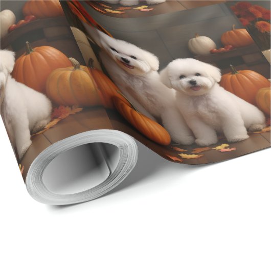Bichon Frise Puppy Herfst Delight Pompoen Cadeaupapier (Rol Hoek)