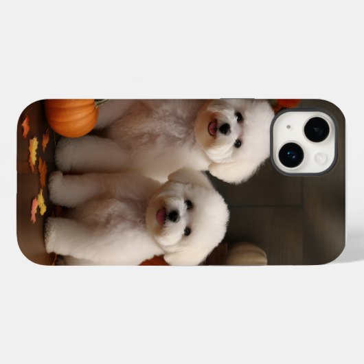 Bichon Frise Puppy Herfst Delight Pompoen Case-Mate iPhone Case (Achterkant (horizontaal))