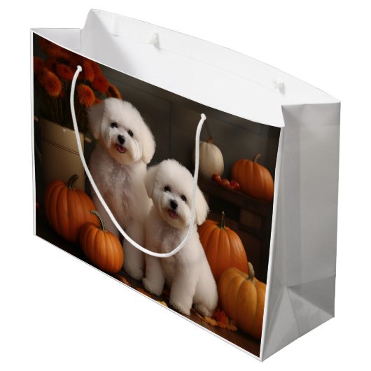 Bichon Frise Puppy Herfst Delight Pompoen Groot Cadeauzakje (Achterkant Gekanteld)