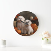 Bichon Frise Puppy Herfst Delight Pompoen Grote Klok (Huis)