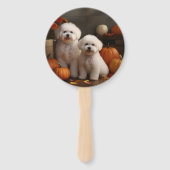 Bichon Frise Puppy Herfst Delight Pompoen Handwaaier (Achterkant)