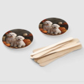 Bichon Frise Puppy Herfst Delight Pompoen Handwaaier (Niet-gemonteerd)