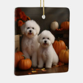 Bichon Frise Puppy Herfst Delight Pompoen Keramisch Ornament (Rechts)