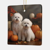 Bichon Frise Puppy Herfst Delight Pompoen Keramisch Ornament (Links)
