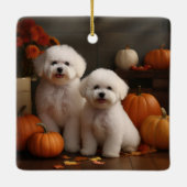 Bichon Frise Puppy Herfst Delight Pompoen Keramisch Ornament (Achterkant)