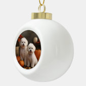Bichon Frise Puppy Herfst Delight Pompoen Keramische Bal Ornament (Rechts)