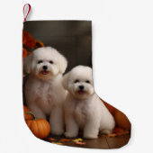 Bichon Frise Puppy Herfst Delight Pompoen Kleine Kerstsok (Voorkant)
