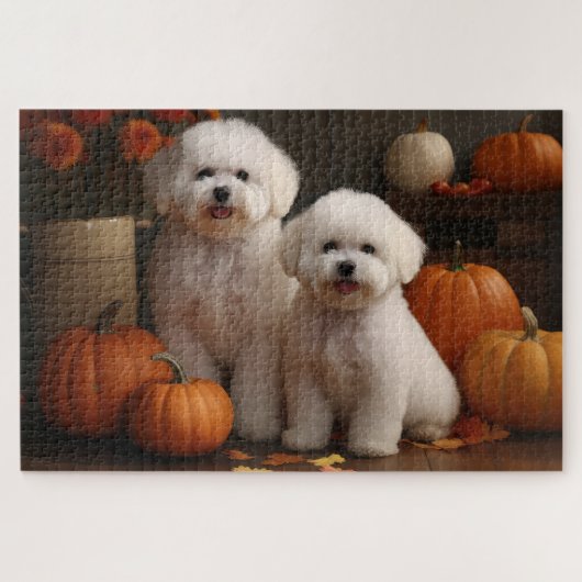 Bichon Frise Puppy Herfst Delight Pompoen Legpuzzel (Horizontaal)