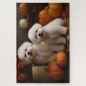 Bichon Frise Puppy Herfst Delight Pompoen Legpuzzel (Verticaal)