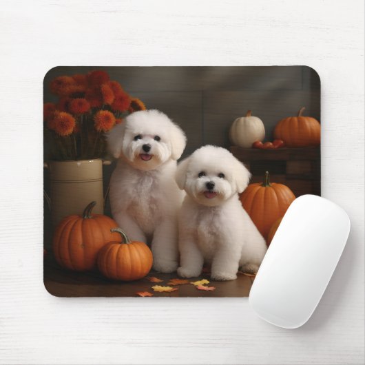 Bichon Frise Puppy Herfst Delight Pompoen Muismat (Met muis)