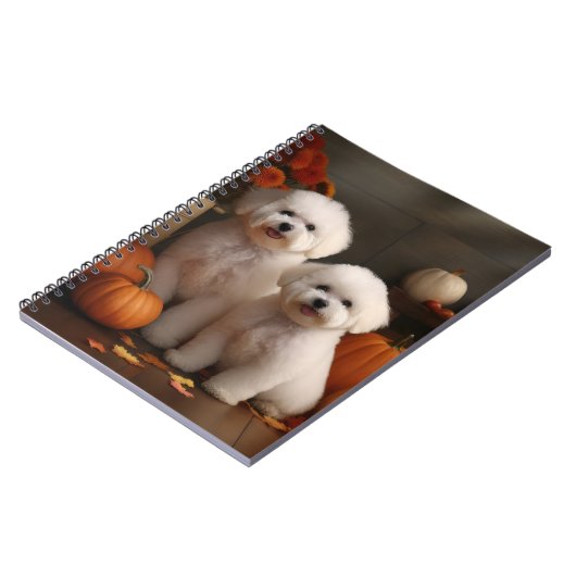Bichon Frise Puppy Herfst Delight Pompoen Notitieboek (Linkerzijde)