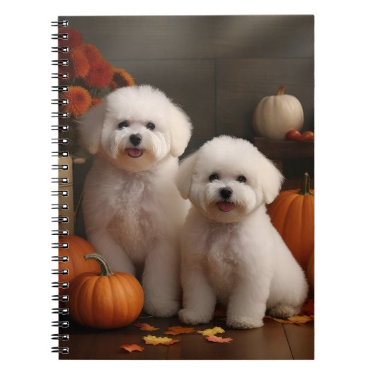 Bichon Frise Puppy Herfst Delight Pompoen Notitieboek (Voorkant)