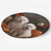 Bichon Frise Puppy Herfst Delight Pompoen Papieren Bordje (Gekanteld)