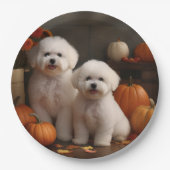 Bichon Frise Puppy Herfst Delight Pompoen Papieren Bordje (Voorkant)