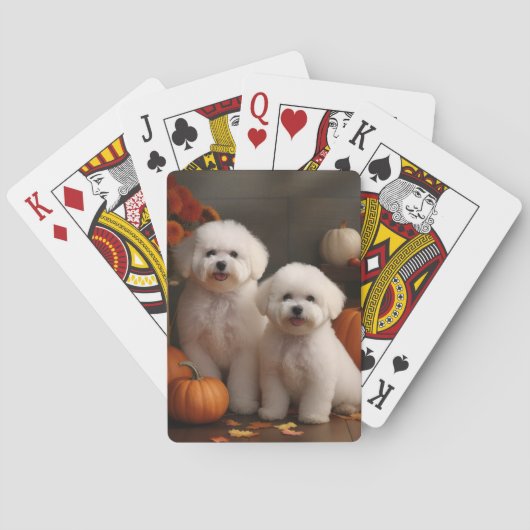 Bichon Frise Puppy Herfst Delight Pompoen Pokerkaarten (Achterkant)