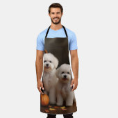 Bichon Frise Puppy Herfst Delight Pompoen Schort (Gedragen)