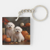 Bichon Frise Puppy Herfst Delight Pompoen Sleutelhanger (Achterkant)