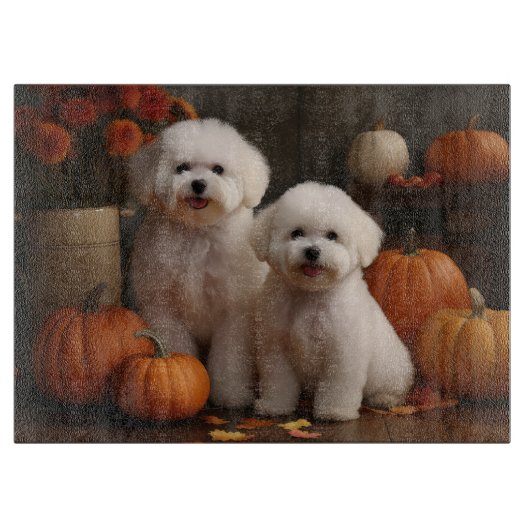 Bichon Frise Puppy Herfst Delight Pompoen Snijplank (Voorkant)