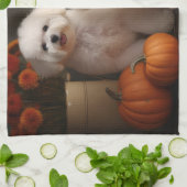 Bichon Frise Puppy Herfst Delight Pompoen Theedoek (Gevouwen)