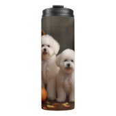 Bichon Frise Puppy Herfst Delight Pompoen Thermosbeker (Voorkant)