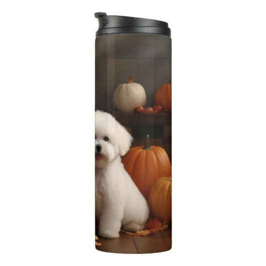 Bichon Frise Puppy Herfst Delight Pompoen Thermosbeker (Geroteerd rechts)