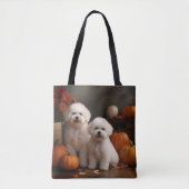 Bichon Frise Puppy Herfst Delight Pompoen Tote Bag (Voorkant)