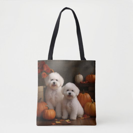 Bichon Frise Puppy Herfst Delight Pompoen Tote Bag (Voorkant)