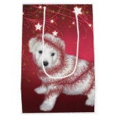 Bichon Frise Puppy kerst Medium Cadeauzakje (Achterkant)