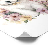 Bichon Frise Puppy Pet Waterverf Flower Poster (Hoek)