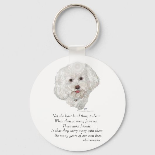 Bichon Frise Rainbow Bridge Sleutelhanger (Voorkant)
