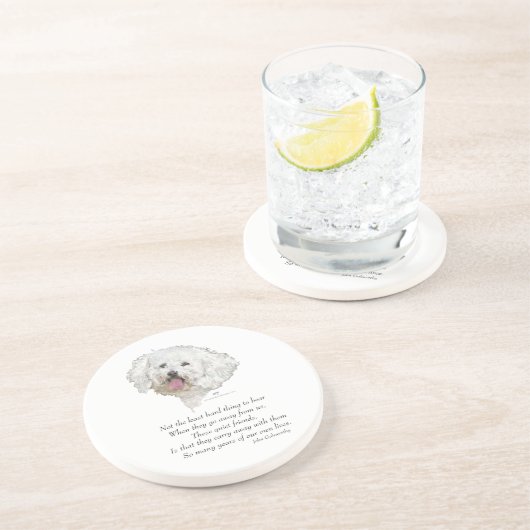 Bichon Frise Rainbow Bridge Zandsteen Onderzetter (Zijkant)