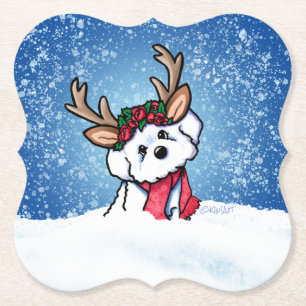 Bichon Frise Reindeer Kartonnen Onderzetters