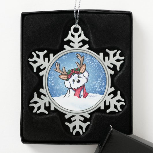 Bichon Frise Reindekerst Tin Sneeuwvlok Ornament (Kistje)